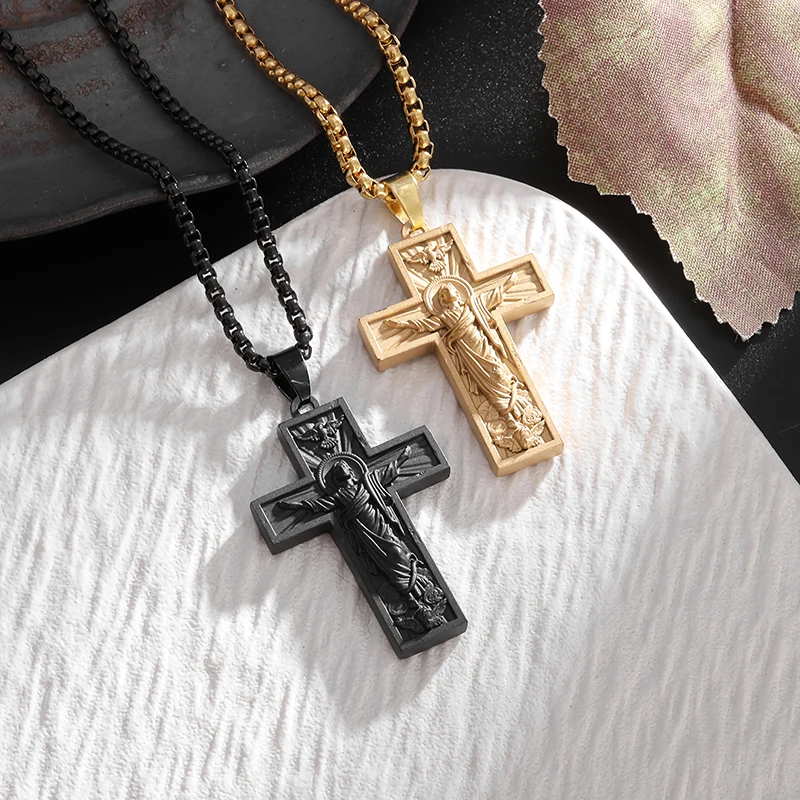 

Stylish Christian Jesus Cross Pendant Necklace Men Women Holiday Amulet Jewelry