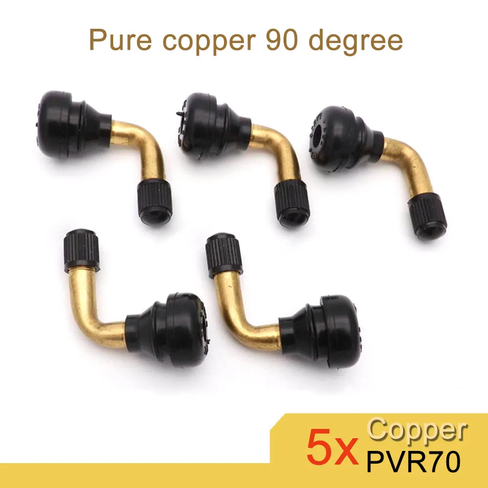 5pcs Copper Valves Motorcycle Tubeless Tire Valve Stems Right Angle 90