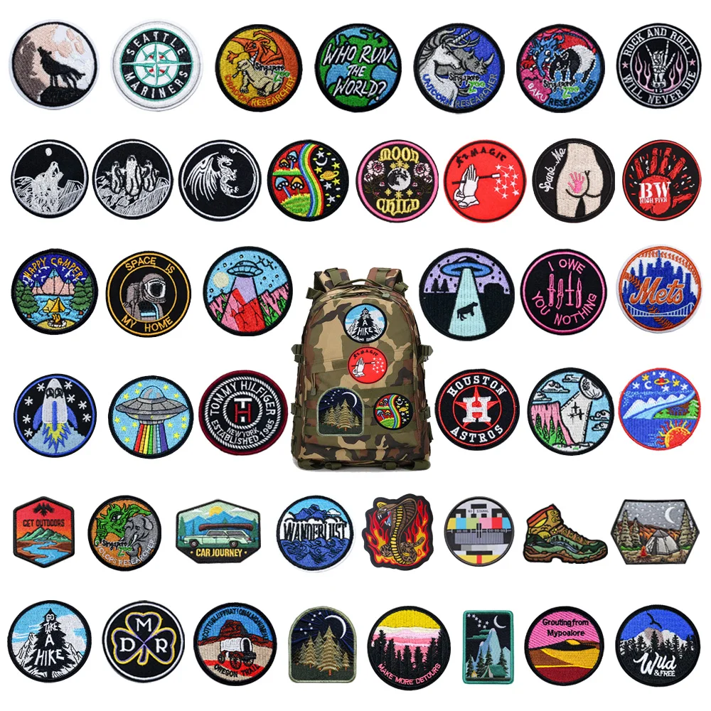 

New Design No Signal Punk Wolf Head Armband Starry 3D Embroidered Sunrise Badge Space Travel Jacket Backpack Custom Patch