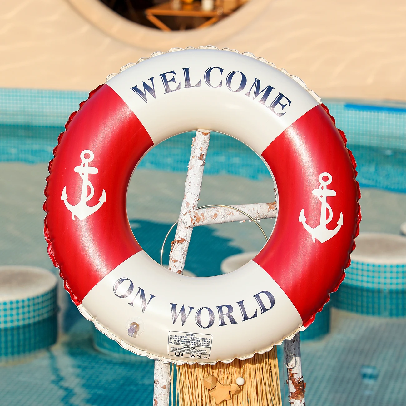 Retro Boat Anchor Women's Swimming Ring, Swimming Pool Floating Row Adult Handrail Lifebuoy, Leisure Beach Swimming Inflatable F 5