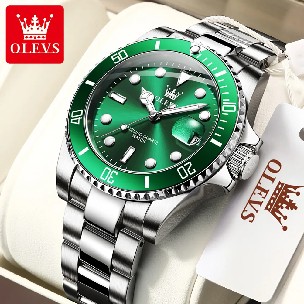 OLEVS 5885 Original Quartz Watch for Men Stainles Steel Waterproof Sports Watches Fashion Luxury Top Brand Men's Wristwatches
