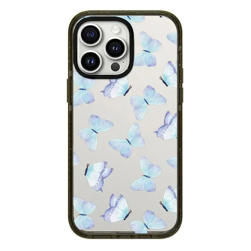 

2.0 Acrylic Upgrade Border Blue Butterfly Phone Case Cover for iPhone 11 12 13 14 15 Pro Max Case for iPhone 15 ProMax
