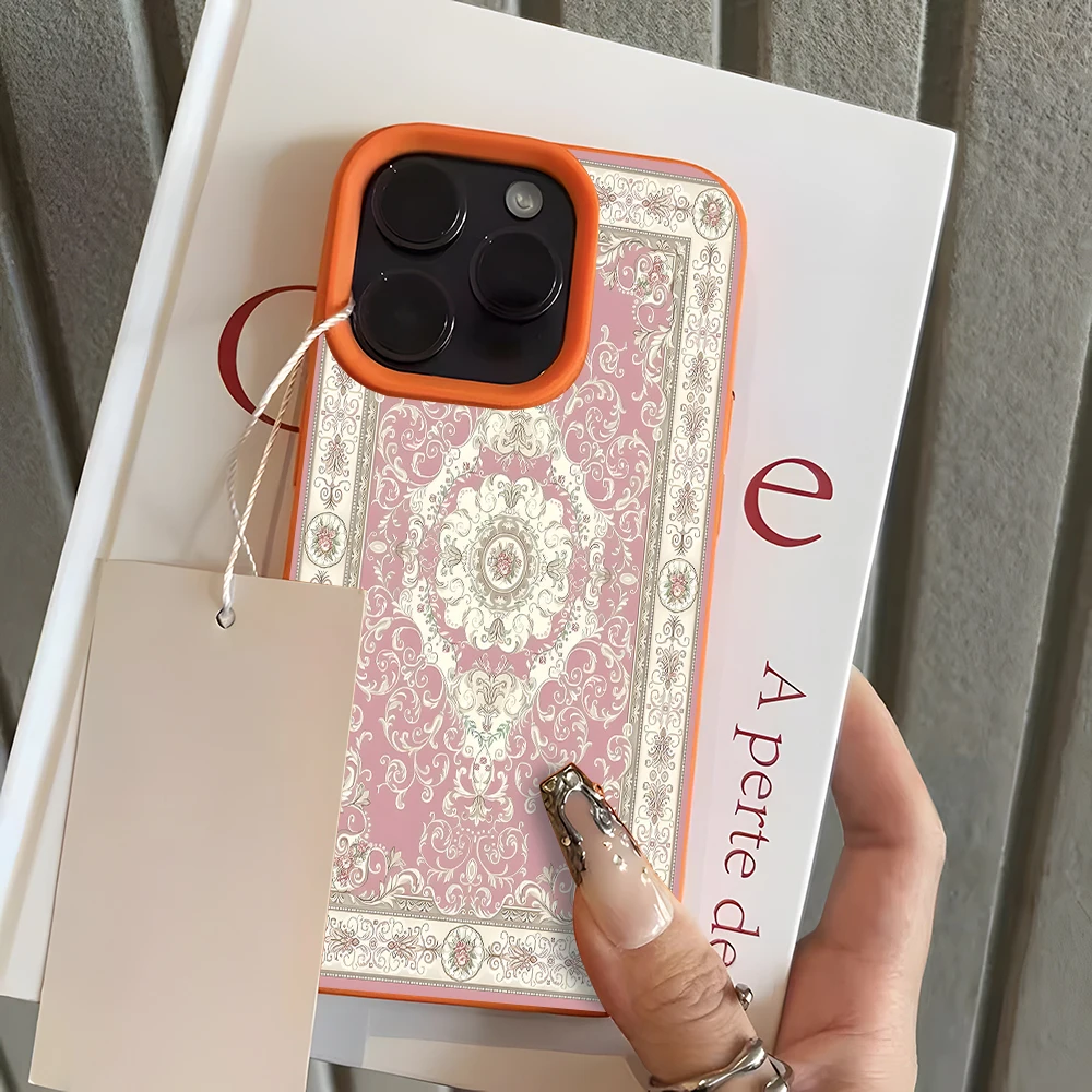 Elegant Pink Baroque Lychee Soft Shockproof Phone Case