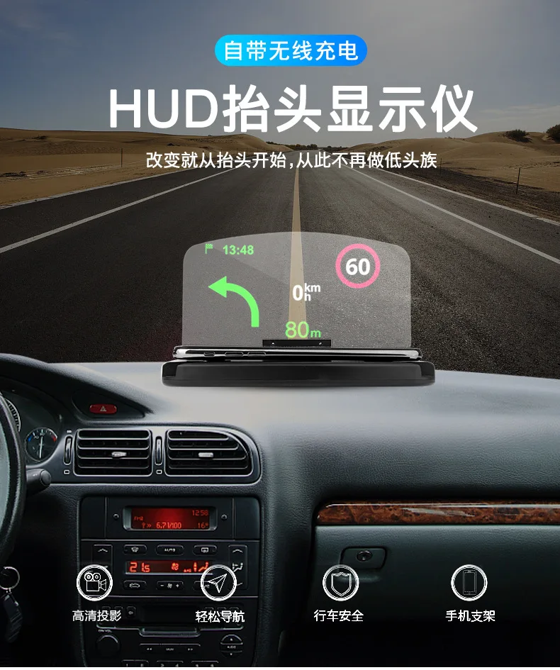 Doolland Support pour téléphone portable HUD avec affichage tête haute pour  voiture : : High-Tech