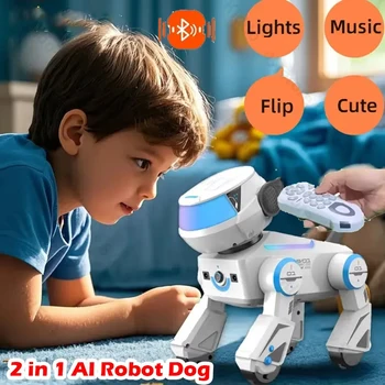 2 in 1 telecomando intelligente cane robot comando acrobatico elettronico programmabile canzone musicale touch-sense giocattoli per bambini per ragazzi