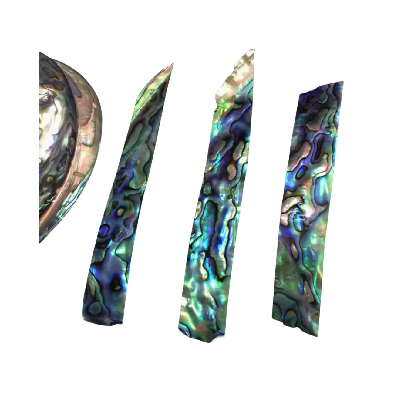 

3Pcs Length:80-110mm Wide:15-18mm Thick:0.2mm Abalone DIY jewelry accessories New Zealand abalone shell thin slices