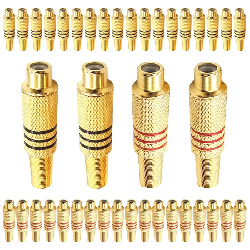 

5/20/100PCS RCA Connectors Female Plug Adapter Solder Type for Audio Cable Plug Adapters Video CCTV Camera Gold Plated