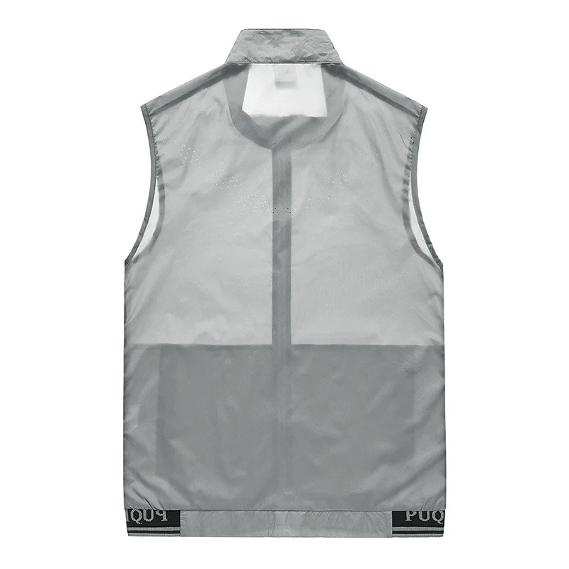 5XL Summer New Ultra-thin Vest Men Outdoor Zipper Pocket Solid Color Cool Vest Hiking Fishing Photography Leisure Cargo Vest Men