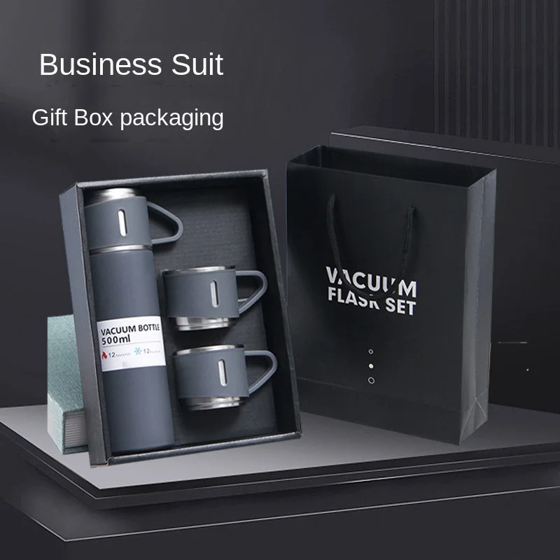 

Stainless Steel Vacuum Insulated Set Office Business Style Coffee Milk Travel Water Bottle Insulated Thermos Handbag Gift Box