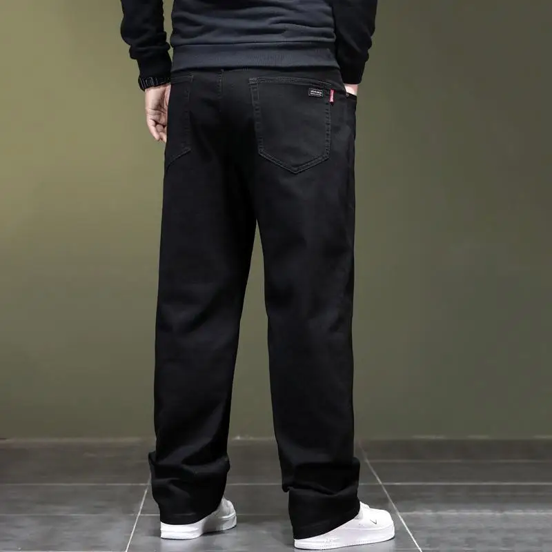 Man Black Jeans Big Size Denim Fabric Pants for Fat People 45-150kg Hombre Wide Leg Jeans Pantalon Homme 4