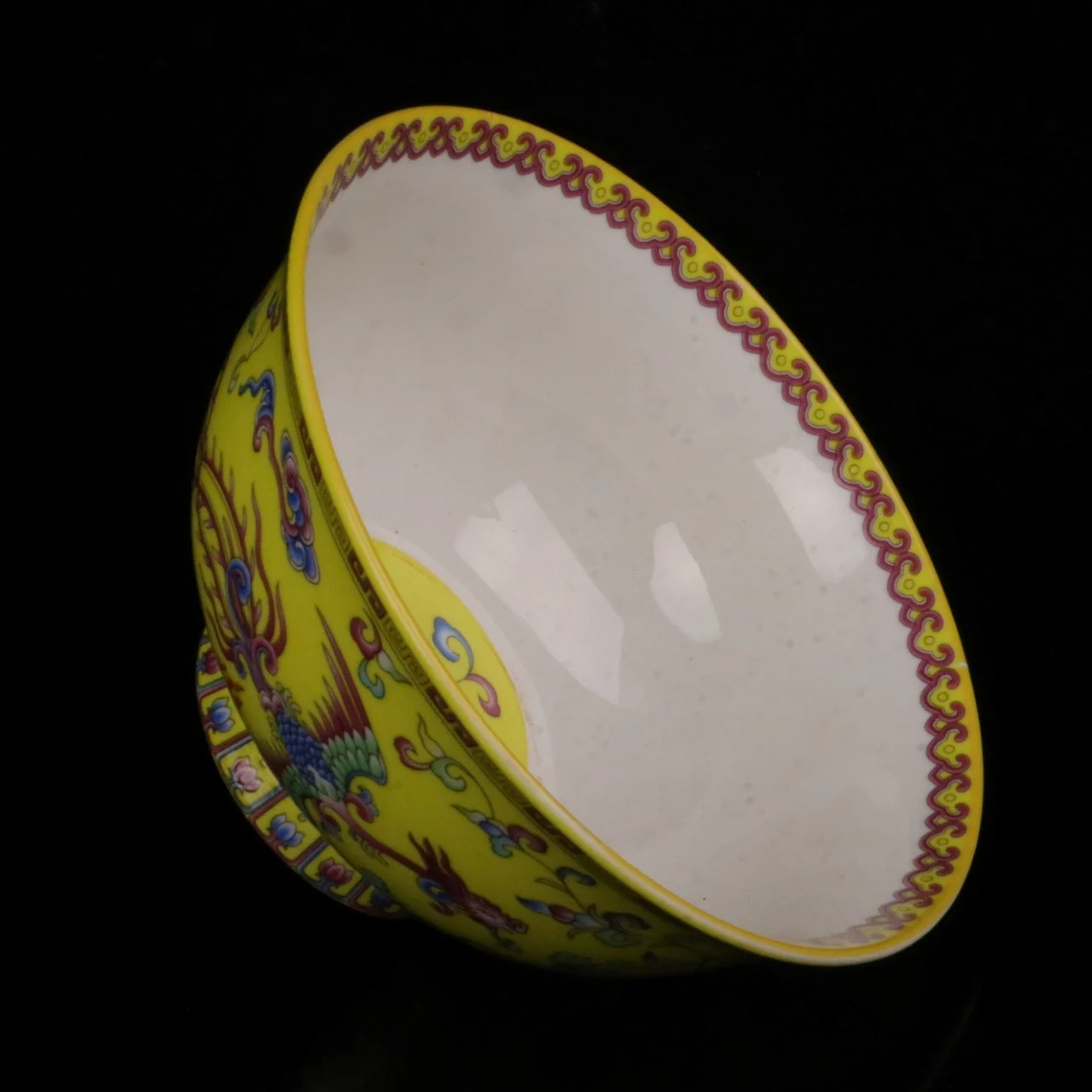 Jingdezhen Pink Yellow Dragon Pattern Small Bowl Antique Porcelain Decoration 4