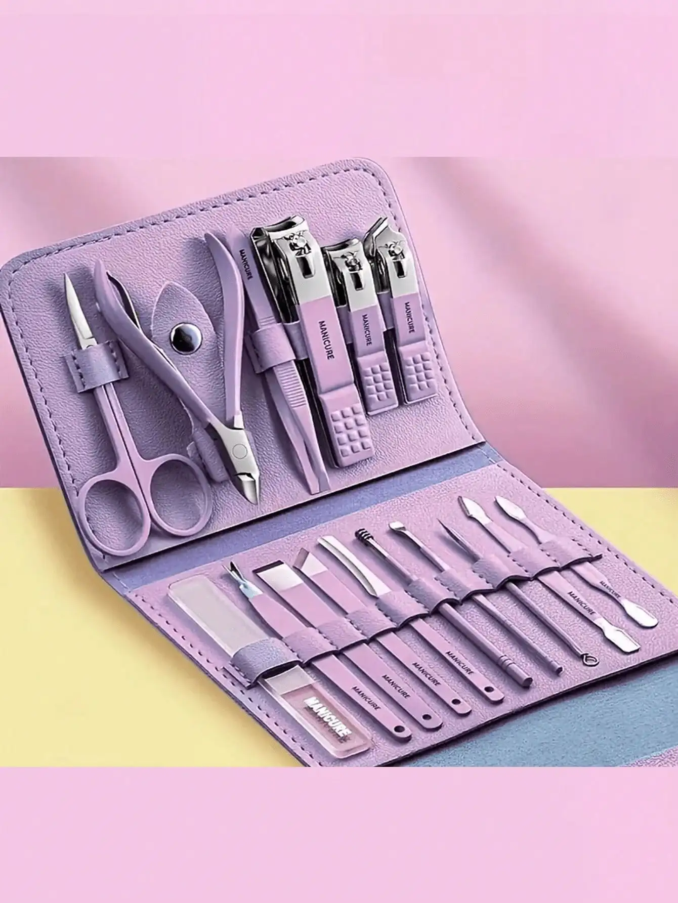 16pcs Stainless Steel Manicure & Pedicure Tool Set, Nail Care Kit, Suitable For Home, Office, Outdoor Travel, Gifts, Nail Salons, Back To School 7