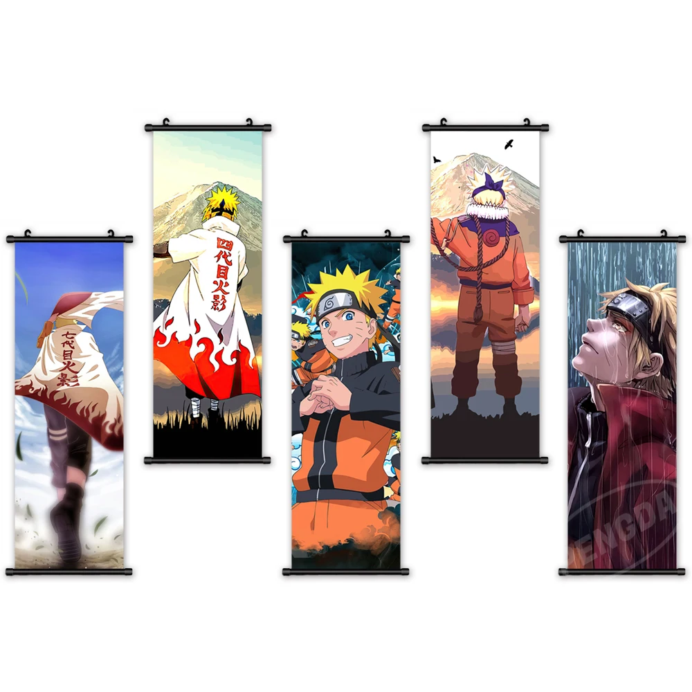Naruto Wall Art Japanese Solid Print Animation Canvas Role PVC Hanging