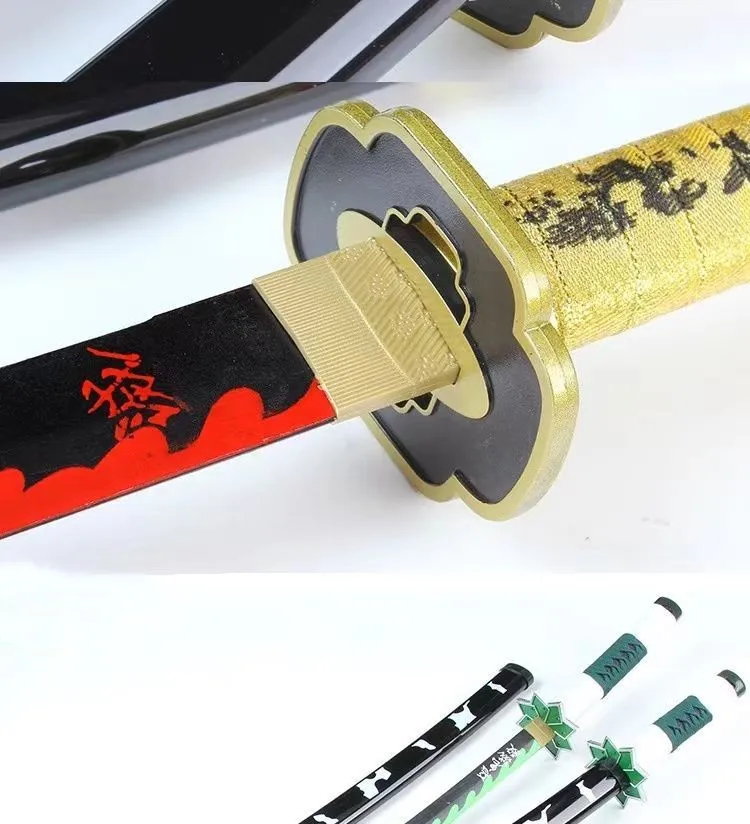 Description Picture 6 of itemDemon Slayer Katana Swords Wooden Kimetsu No Yaiba Tanjirou Mitsuri Weapon Anime Cosplay Prop Ninja Blade Katana Model Kid Toys