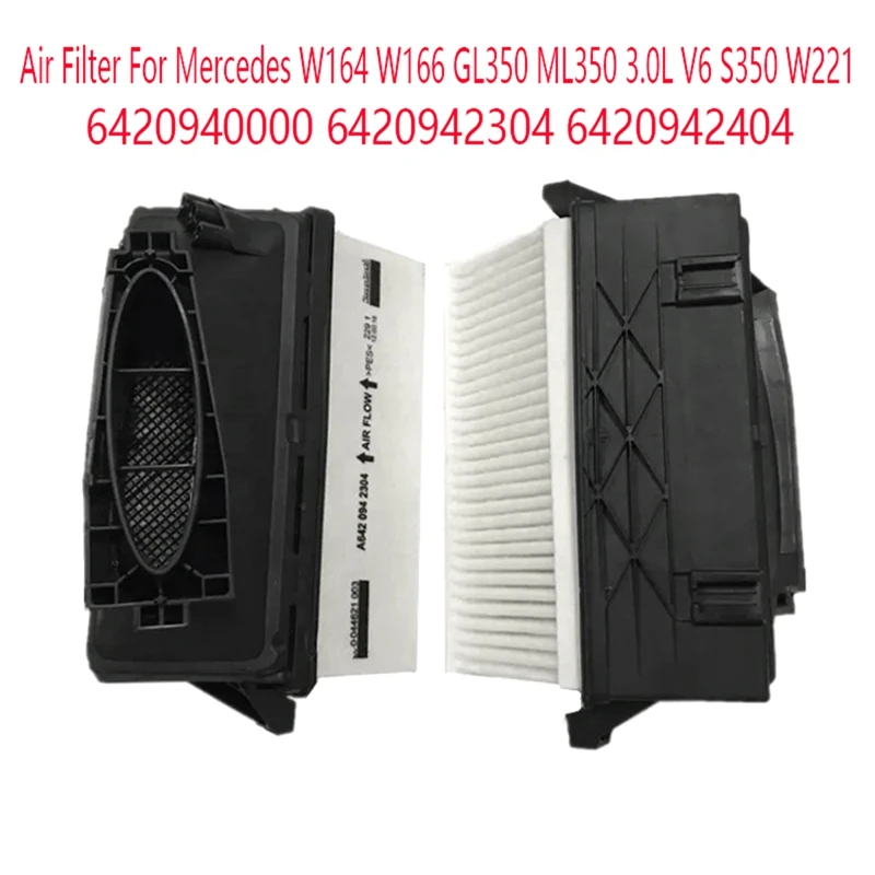 

1Pair Air Filter For Mercedes W164 W166 GL350 ML350 3.0L V6 S350 W221 6420940000 6420942304 6420942404 Replacement