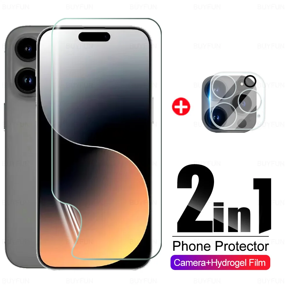 Pellicola Idrogel 2 In1 Per Iphone 15 Pro Camera Glass Su Apple Iphone 15 Plus 15Pro Iphone15Pro Max Iphone15Pro Max Screen Protector