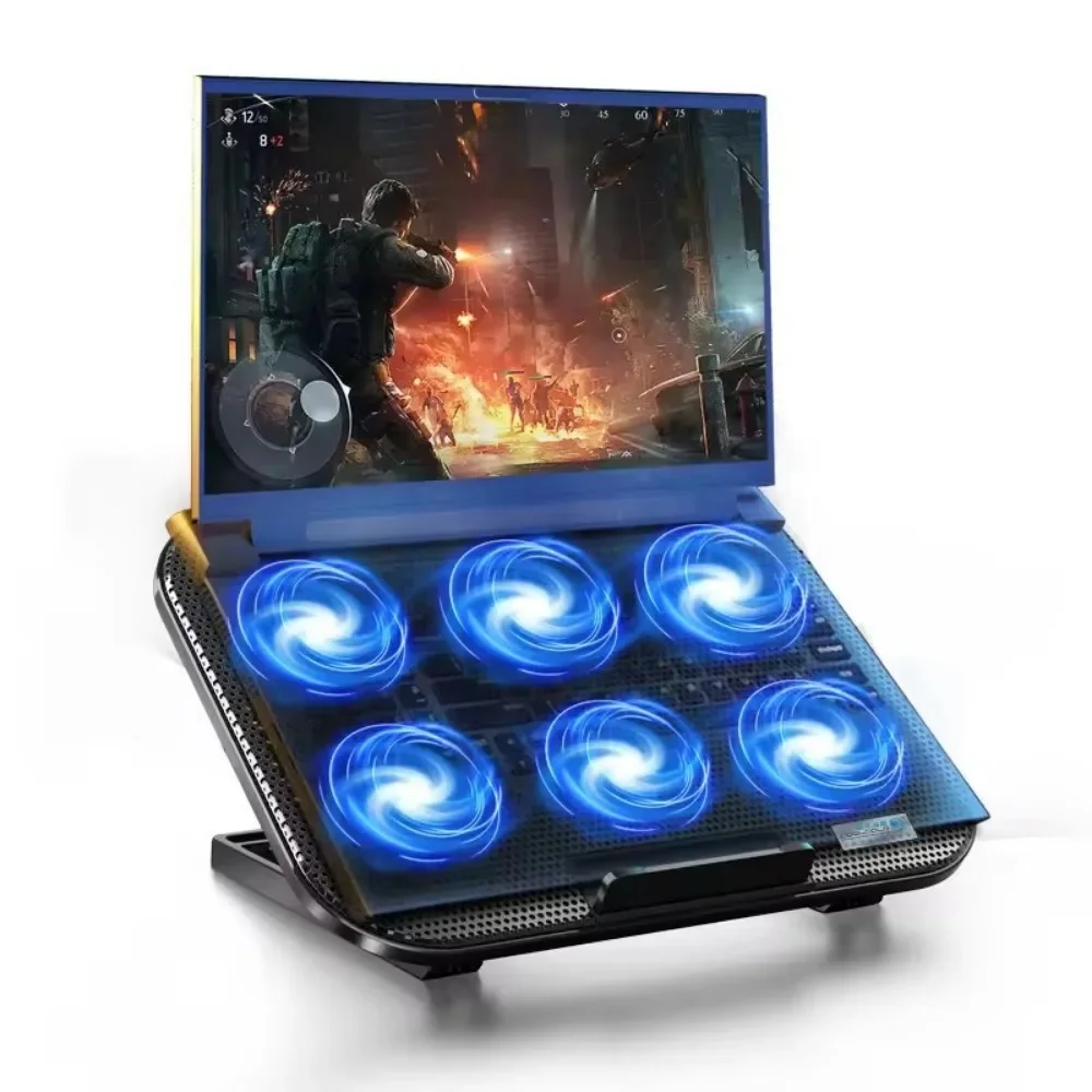 Laptop Cooling Stand for 12-17 Inch Laptop Cooler Holder, 5 Quiet Fans, 5 Angle Adjustable with Phone Holder