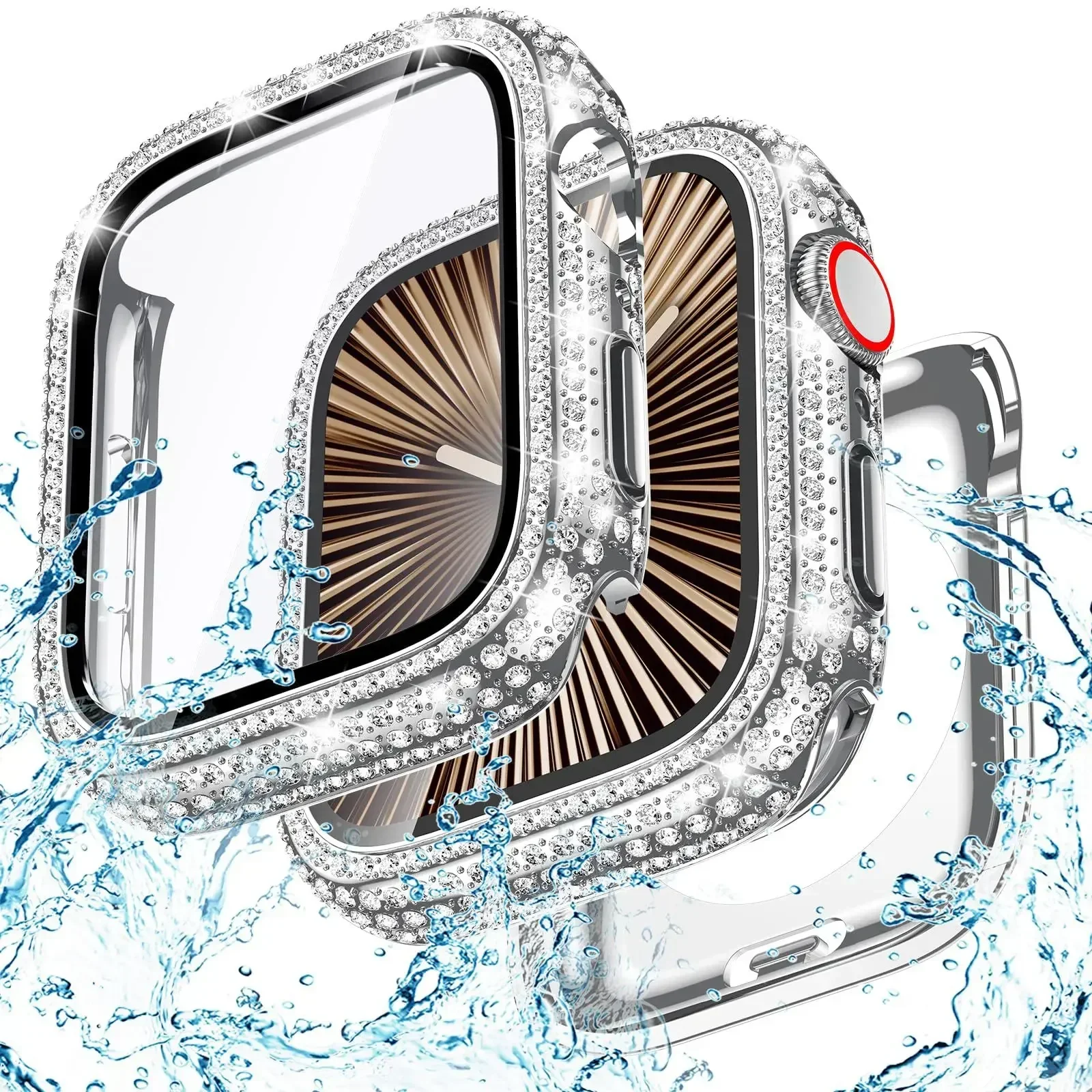 Elegant Diamond Bling Apple Watch Bumper with Screen Protector