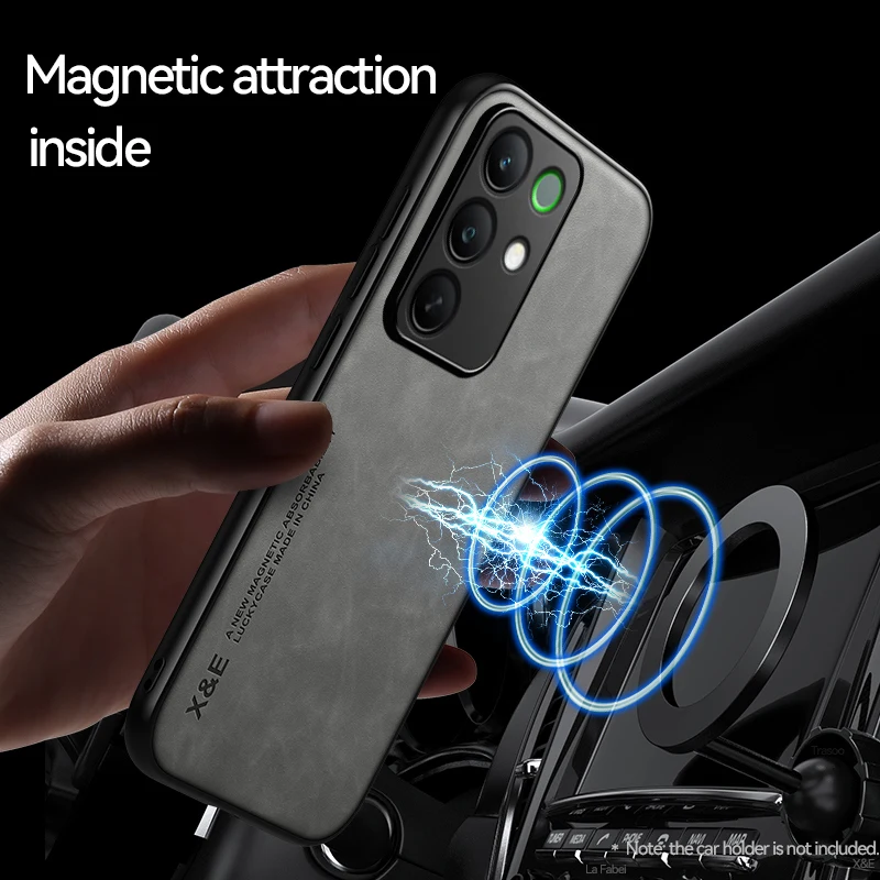Luxury Leather Magnetic Car Holder Phone Case