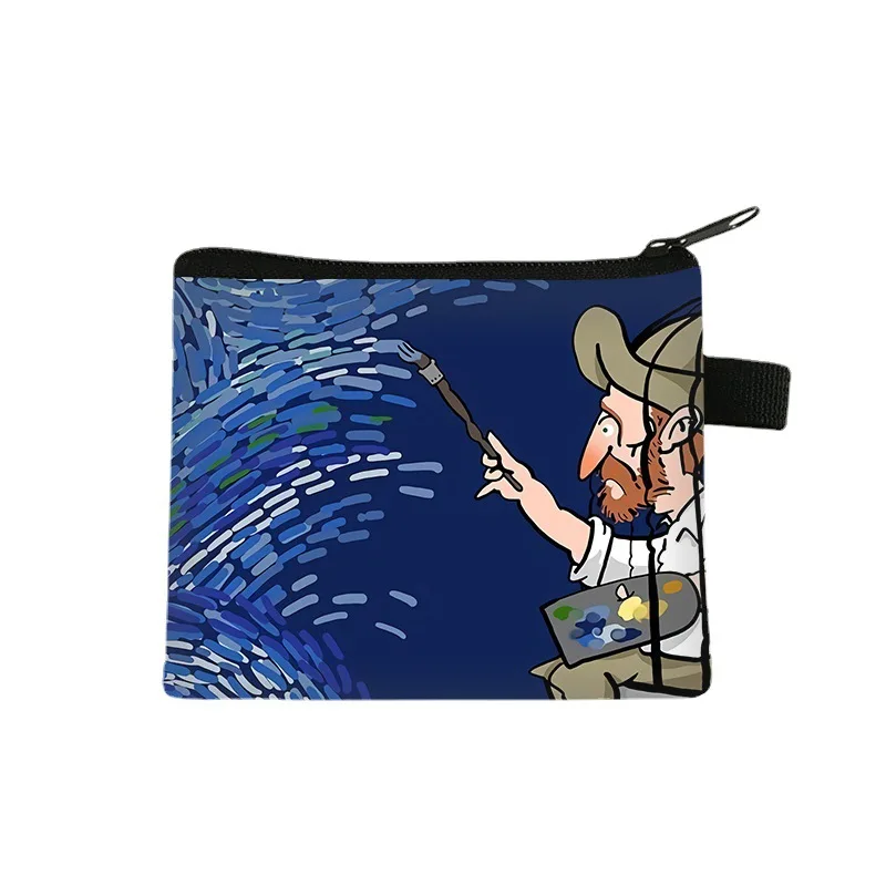 Portamonete Personalizzato Per Pittura A Olio Cartoon Cute Coin Key Card Bag Zipper Storage Bag Portfel Cartera Mujer Portamonete