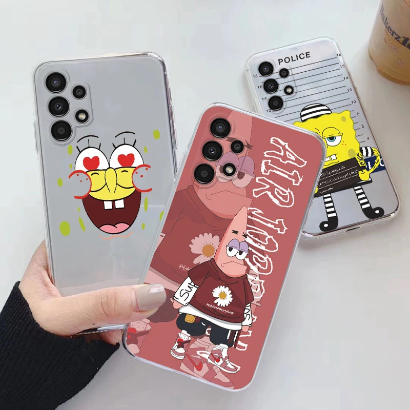 Per Samsung Galaxy A13 4G A 13 5G Morbido Silicone Trasparente Protettivo Capa Spugna-Bob-Patrick-Star Cover Per Samsung A 13 Funda