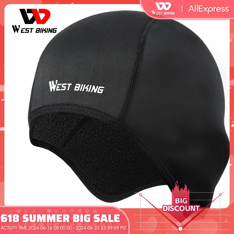 WEST BIKING Windproof Warm Bicycle Caps Thermal Fleece Cycling Hats Outdoor Sports Running Cap Ear Cover Hiking Bike Headwear