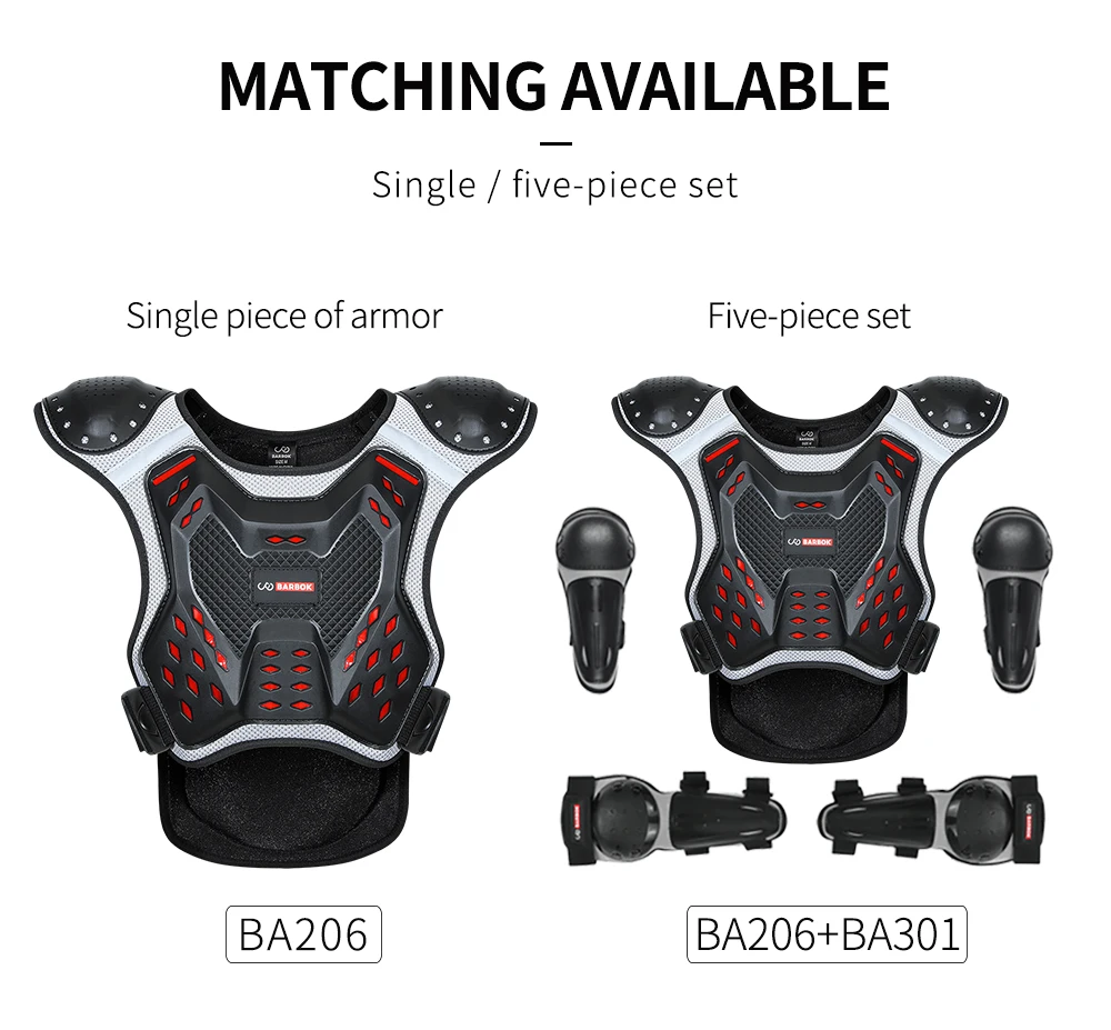 BARBOK Boys Girls Youth Child Kids Body Protection Motocross Armor Vest Suits Skiing Skating Elbow Knee Care Armor