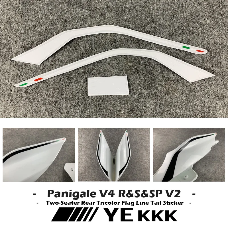 V4 V4R V4S V4SP V2 Two-seater Rear Tricolor Line Shell Rear Sticker Decal For Ducati Panigale STREETFIGHTER V4 V4R V4S V4SP V2 streeetfighter v4s v4 fairing shell fuel tank cover battery cover line sticker decals for ducati italian tricolor decal v4 v4s