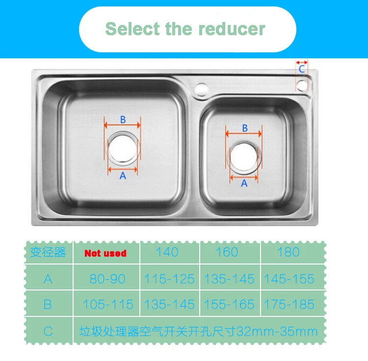 Description Picture 3 of itemFood Waste Disposer Accessories Sink Outlet Reducer Drain Garbage Disposal Vegetable Washing Basin Reducer Ring 140 160 to 114