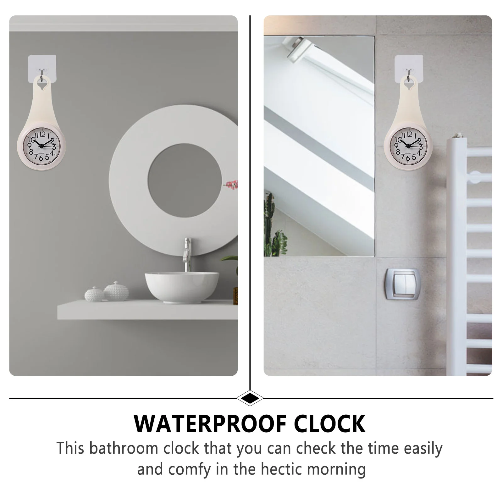 Suction Cup Wall Clock Bathroom Shower Waterproof Alarm Digital Timer Mute Silent Vanity Desk Kitchen Timepiece Decor Accessory