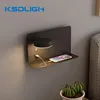Modern Bedside Wall Lamp With Shelf LED 5W/7W White Black Simple Bedroom Wall Lights With Switch USB Charging Sconce Fixtures 1