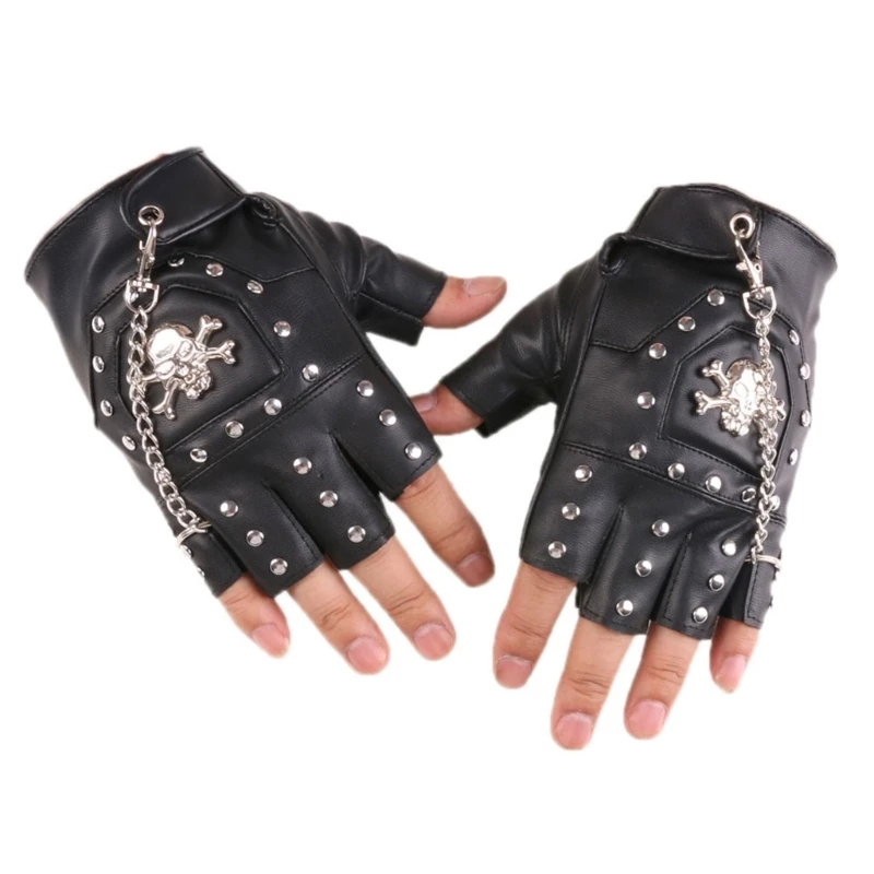 Mitaine en cuir PU pour hommes et femmes, rivet gothique sexy, demi-doigt, boîte de nuit, pôle hip hop, punk, rock, street break, spectacle de danse, isotP42