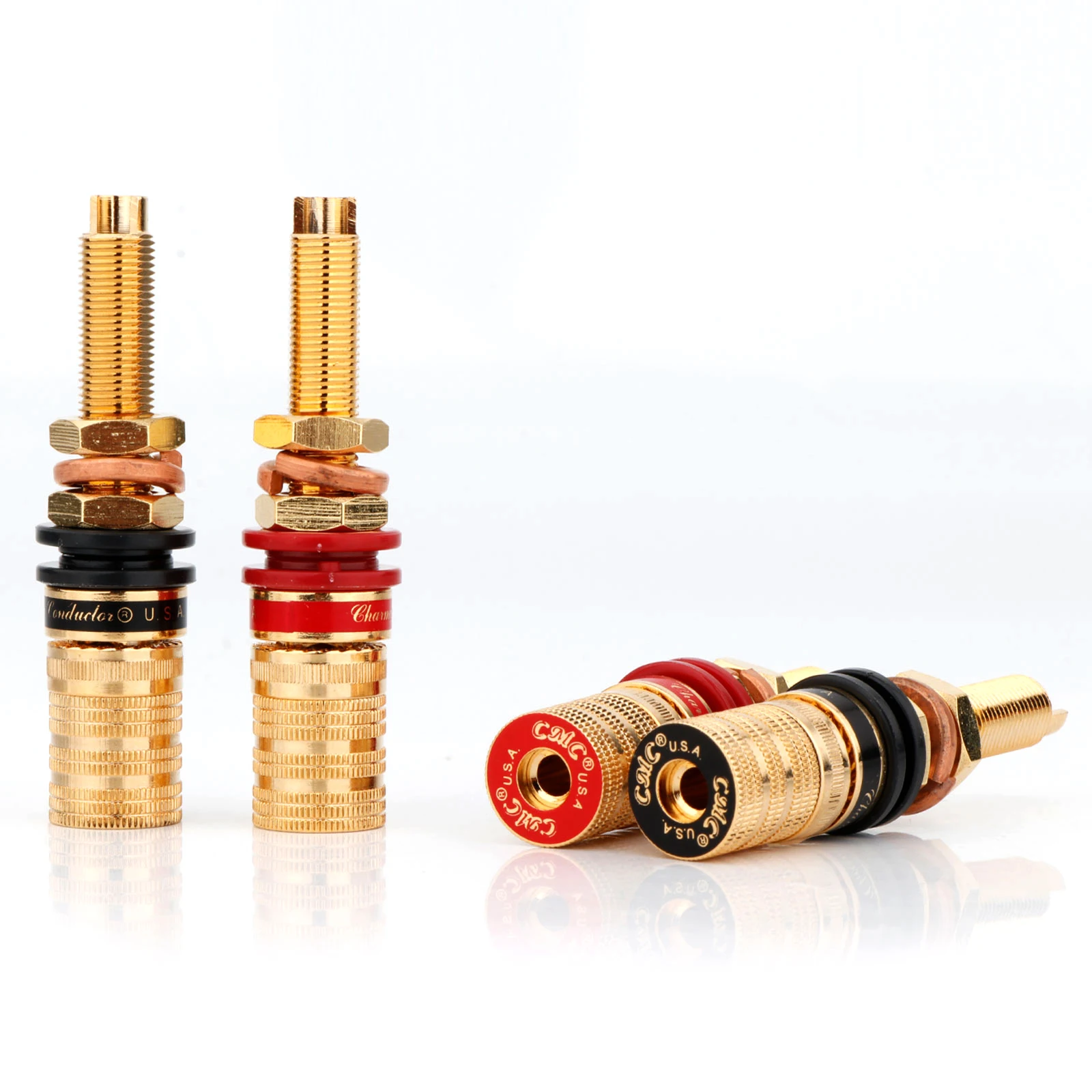 4pcs Highend Cmc838 24k Gold Plated Performance Long Binding Posts