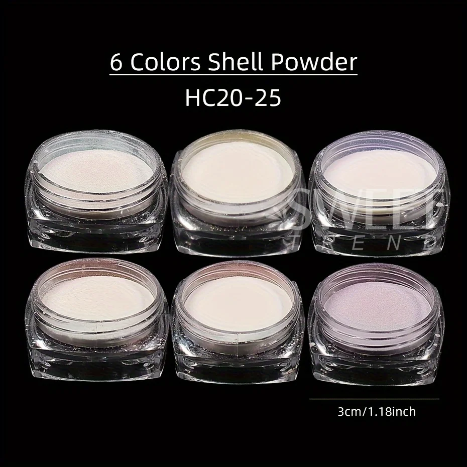 6pcs Aurora Pearl Powder For Nail Art Decorations Holographic Mirror Powder Dust Nail Glitter Rub On Nails Salon Nails Supplies