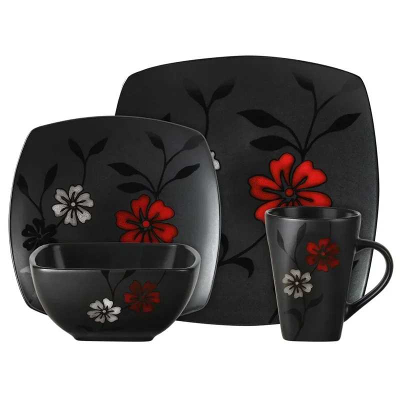 

16 Pieces Evening Blossom Dinnerware Set Dinner Set Plates and Dishes