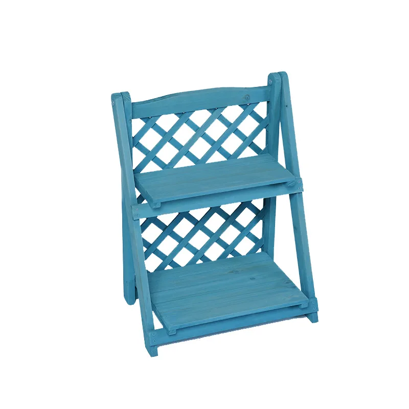 Simple Two-Layer Foldable Small Wooden Shelf, Multi-meat Table, Floating Window, Mini Solid Wood Flower Rack, Storage Rack