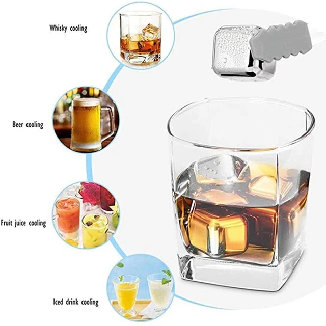 Viski Large Glacier Rocks Soapstone Cubes - Whiskey Ice Cubes, Chill Whiskey  Bar Rocks, Large Drink Chillers, Ice Cube Substitute, Set of 2, Grey