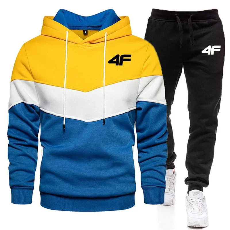 2-Piece Fleece Tracksuit for Men, Thick Hoodies and Pants, Warm Sportswear Suit, Hip Hop Trend Clothing, Winter and Fall 4