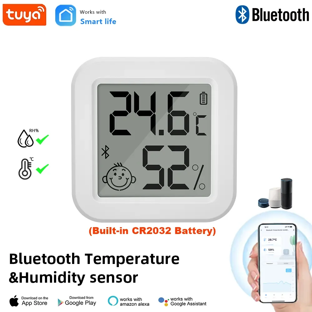 Tuya Bluetooth Temperature Humidity Sensor LCD Thermometer Mini Smart Electric Hygrometer APP Remote Control Home temperature humidity sensor