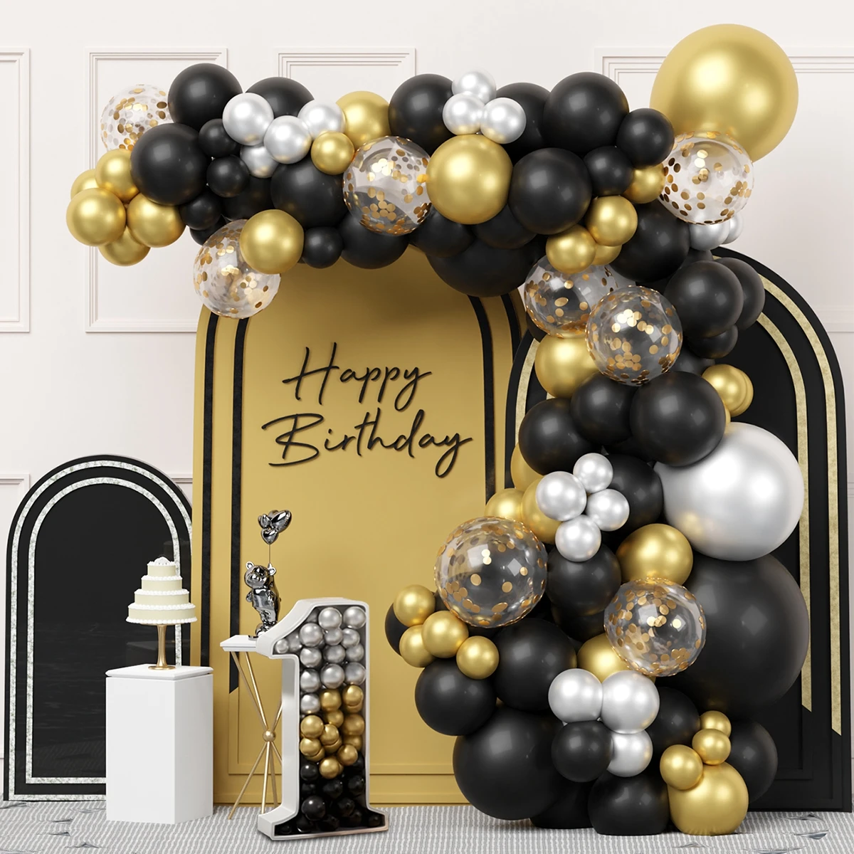 

Black Gold Balloon Garland Arch Kit Confetti Latex Balloon 30 40 50 Year Old Birthday Party Decor Anniversary Graduation Party