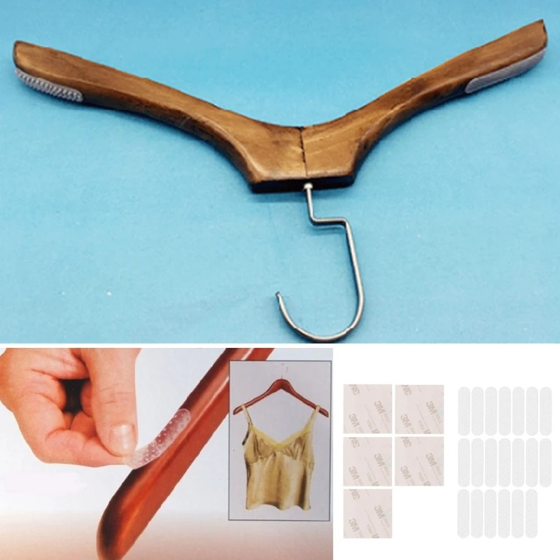 Adhesive tape 367A 20Pcs Hanger Strips Non Slip Adhesive Tape Transparent Closet Accessories