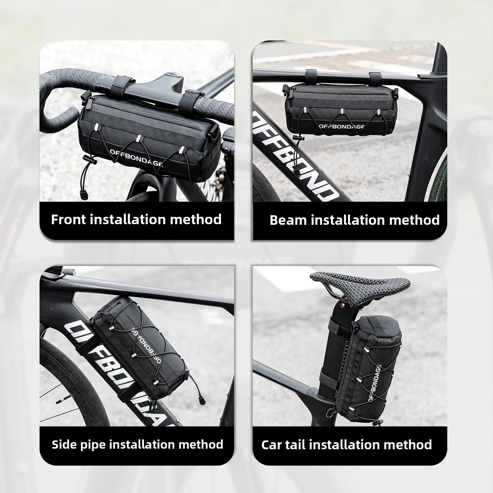 Bike Bag Portable Handlebar Multi-purpose Large Capacity Backpack MTB Road Cycling Frame Tube Elastic Band