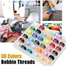 36 Colors Thread Spools Sewing Machine Bobbins Box Plastic Bobbins With Thread For Sewing Machines Quilting Sewing Accessories