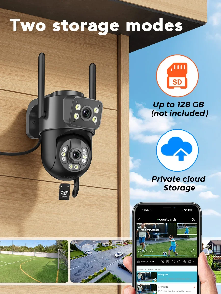 BESDER 5K 10MP PTZ Wifi Camera AI Auto Tracking 5G Dual Band Outdoor Dual Lens 8MP 4K CCTV Security IP Camera Wifi6 Cam Audio 5