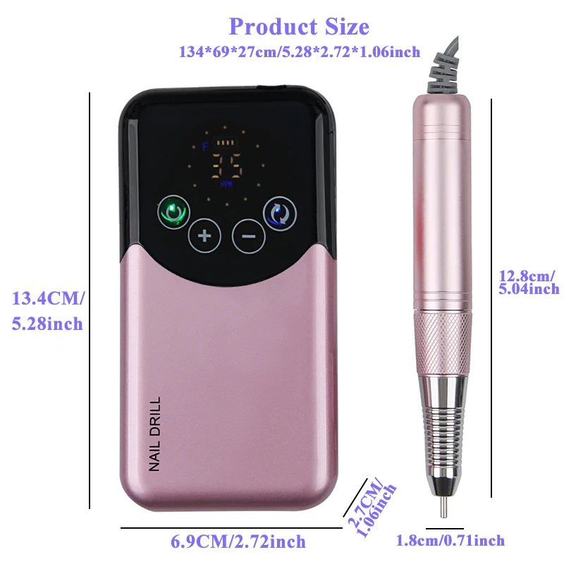 35000RPM Coreless Motor Nail Drill Machine Rechargeable Electric Nail File for Acrylic Gel Nail Manicure Pedicure Polish Sets 4