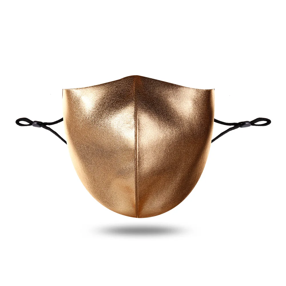 New Gold Silk Mask Women Fashion 2ply Breathable Face Masks Adjustable Strap Unisex Adult Anti-dust Masque No Decoration