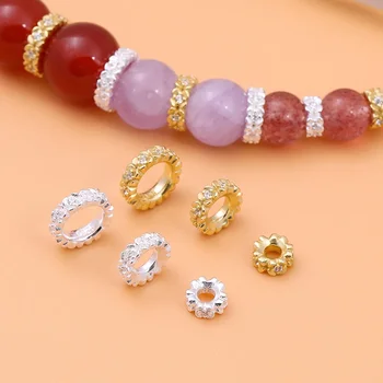 925 스털링 실버 작은 꽃 스페이서 비즈, 핸드메이드 DIY 구슬 재료 팔찌 목걸이 쥬얼리 액세서리