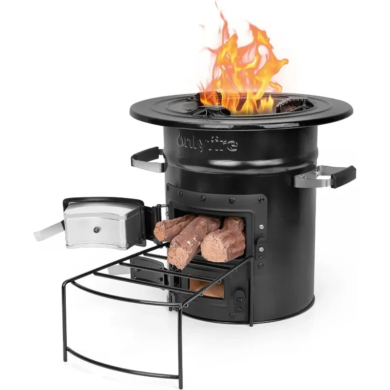 

Onlyfire Camping Rocket Stove, Outdoor Portable Wood Burning Camp Stove with High Fuel Efficiency, Real Campfire Stove