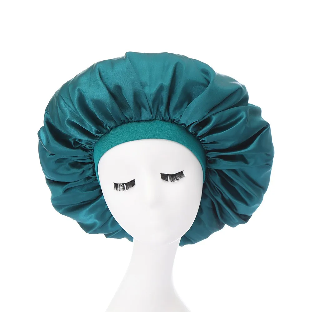 Newly Satin Bonnet Cap For Women Sleeping Night Hat For Curly Hair Bathing Shower Cap Head Cover Sauna Spa Bathroom Accessories