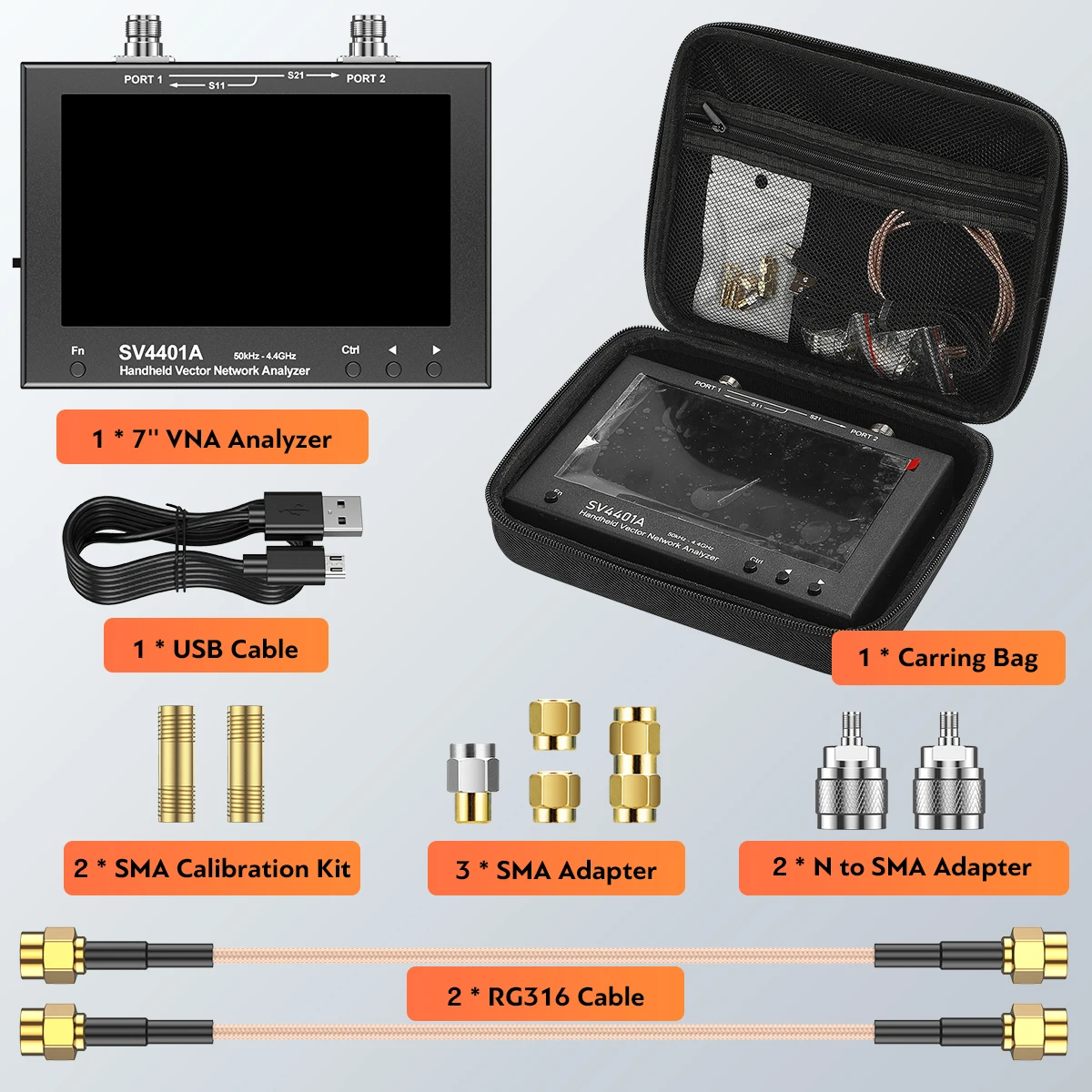 SV4401A 7 inch Touch LCD 50khz 4.4ghz Vector Network Analyzer hf VHF uhf Antenna Analyzer Update from nanovna vna 6